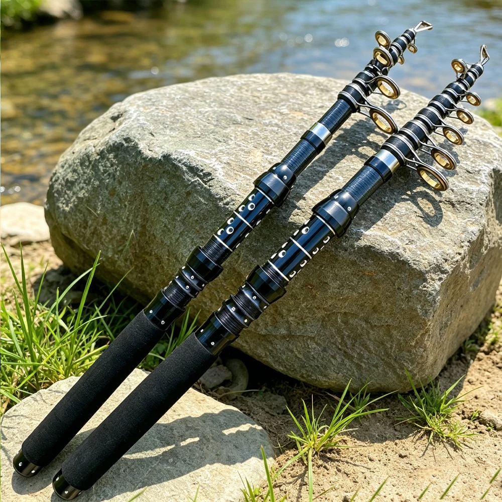 Caña viaje giratoria fibra de carbono para pesca en agua dulce - imagen 2