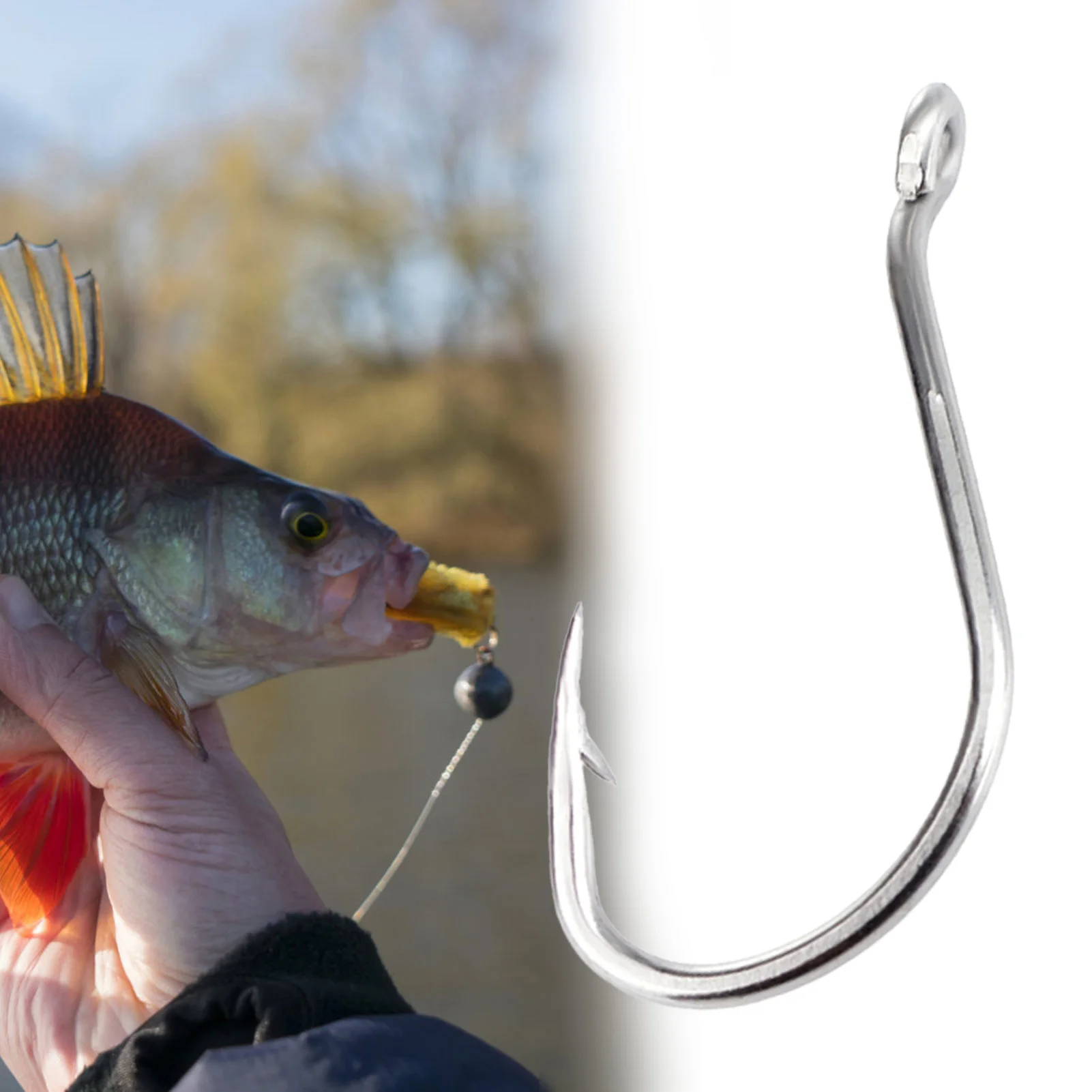 Juego de 50 anzuelos de pesca DKSHETOY en tubo organizador