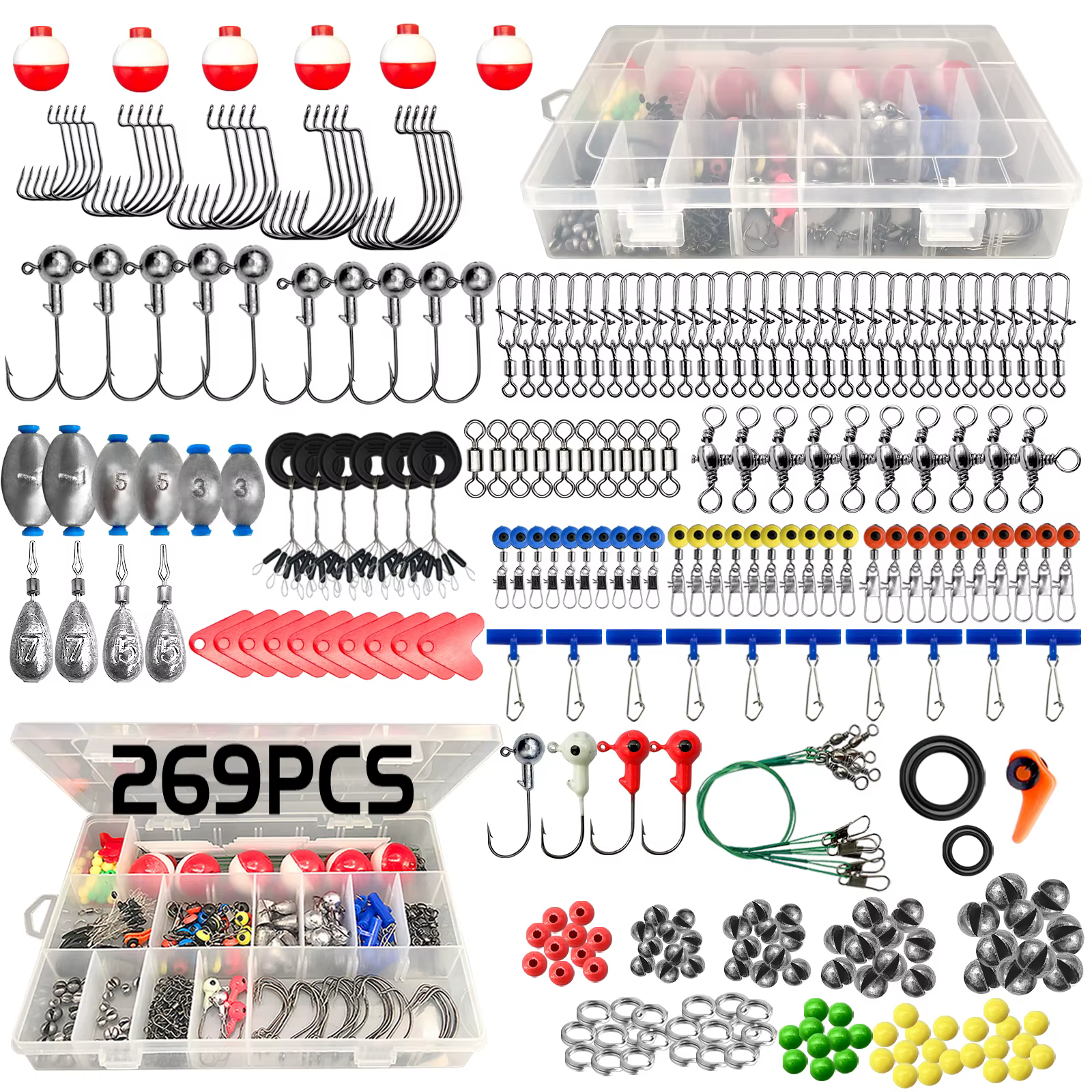 Kit Aparejos de Pesca con Caja – Anzuelos, Plomos y Cebo - imagen 4