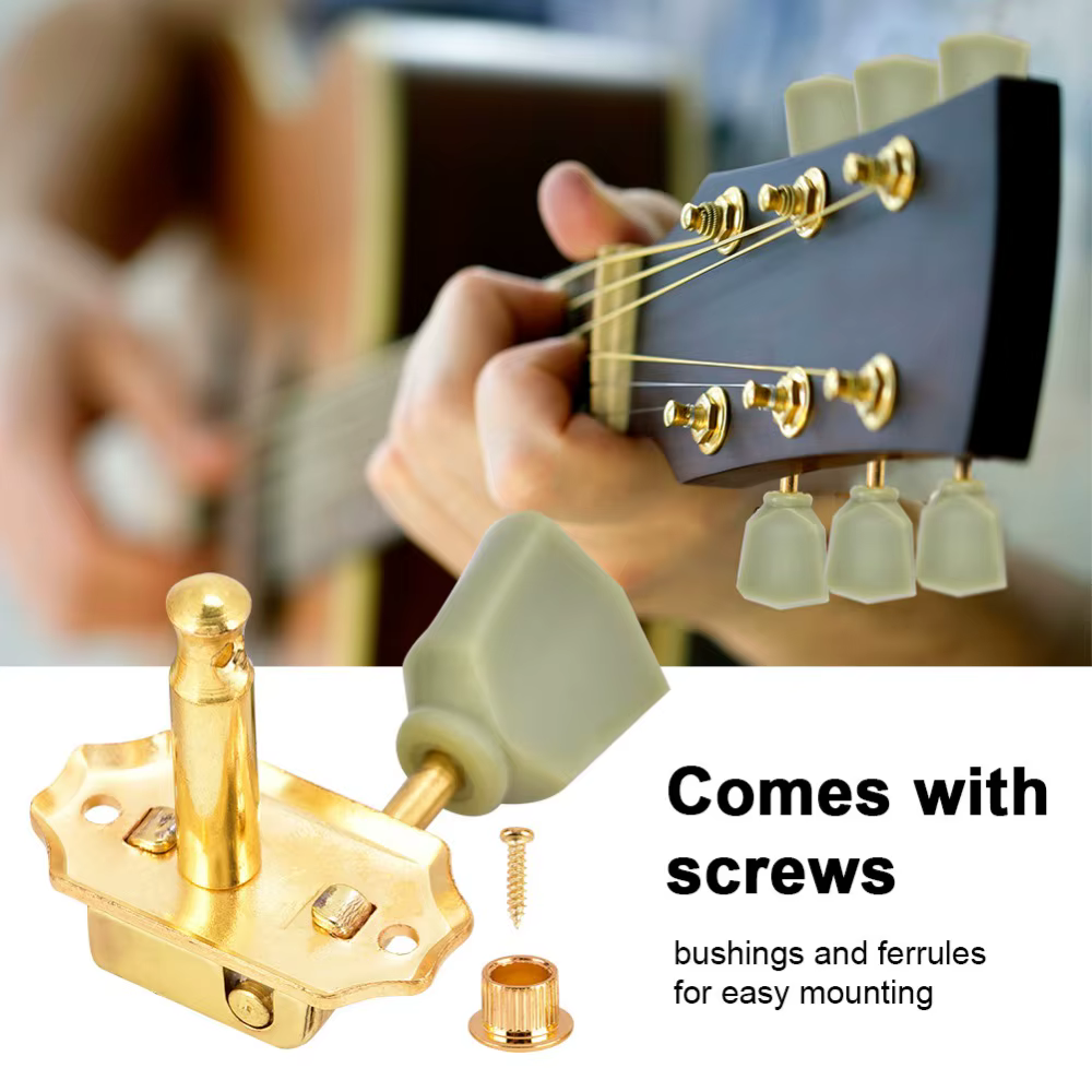 Clavijas de Afinación Vintage 3+3 para Guitarra – Acabado Oro y Jade - imagen 4