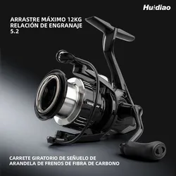 Carrete de Pesca Giratorio Huidiao para Lubina y Trucha, arrastre suave