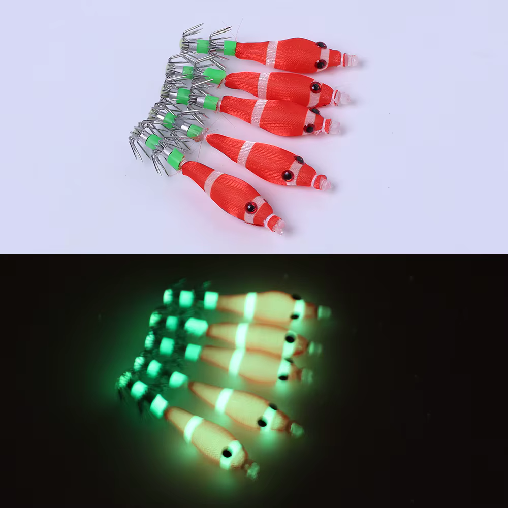 Kit completo de señuelos luminosos JTUUWRAP para pesca nocturna de calamar