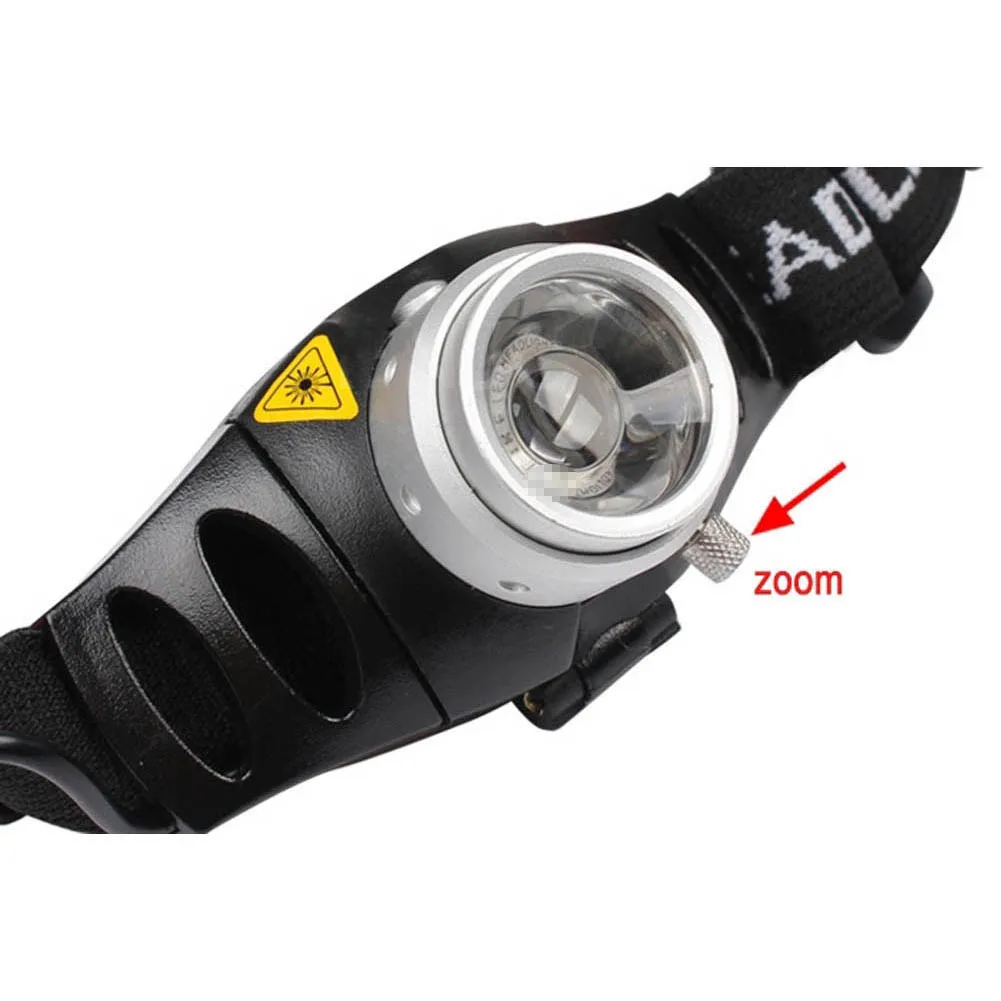 Linterna frontal LED enfoque ajustable vista frontal