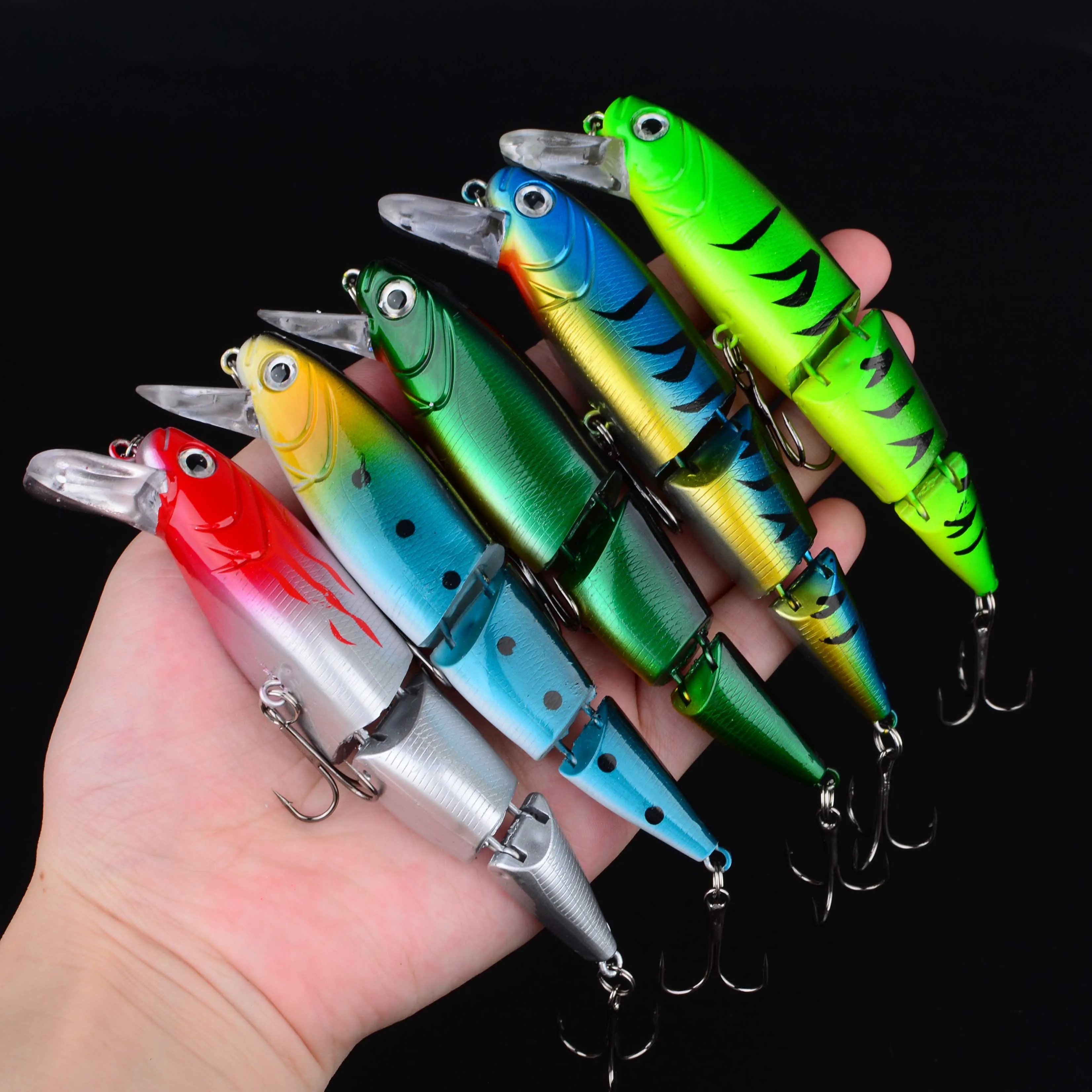 Señuelo de pesca duro multisección con ojos 3D