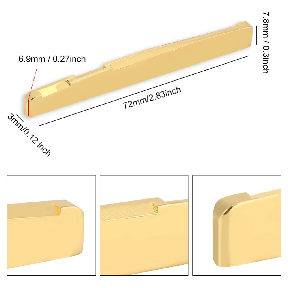 Selletas de latón dorado para guitarra de 6 cuerdas