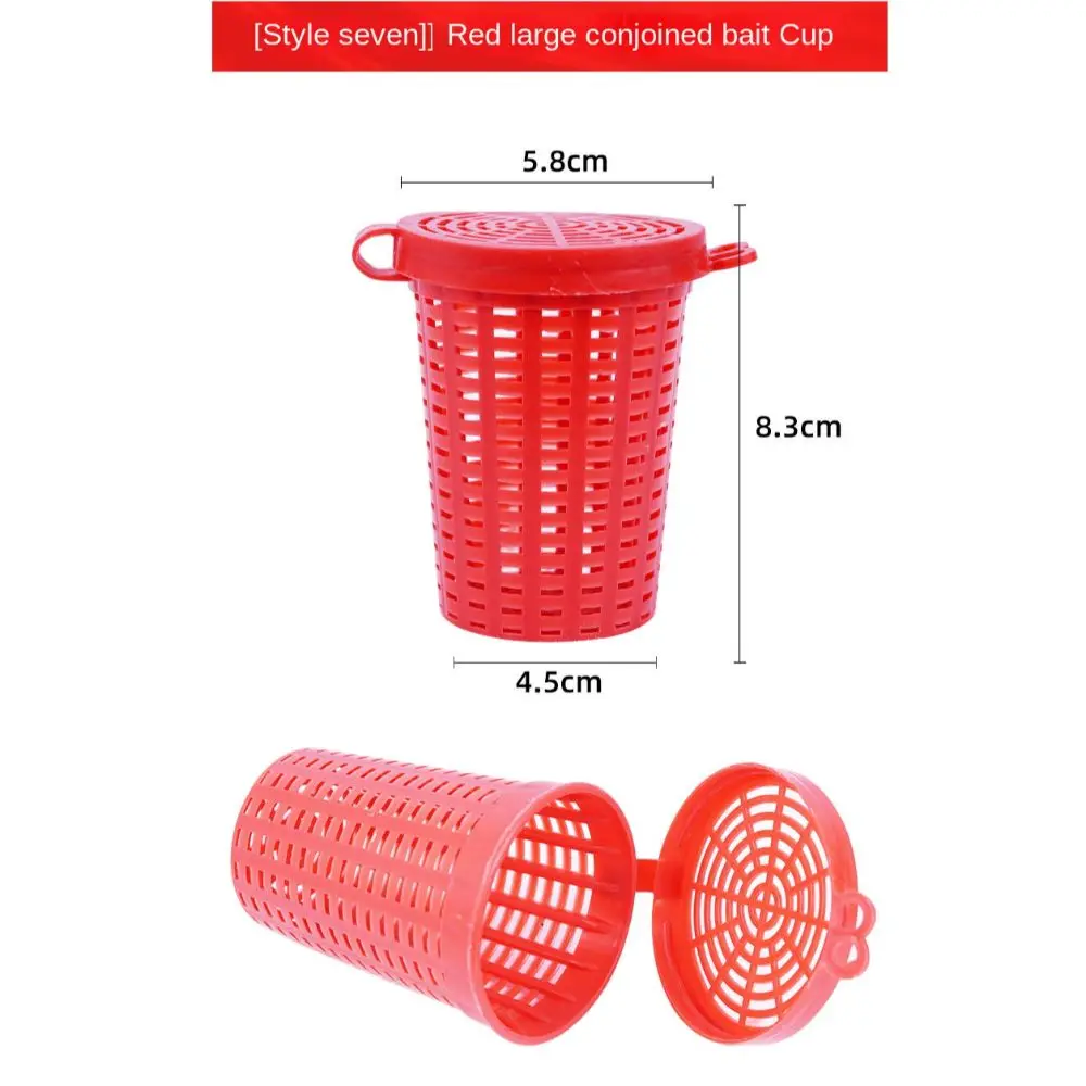 Set de 5 jaulas portacebo de pesca en colores rojo, blanco y luminoso