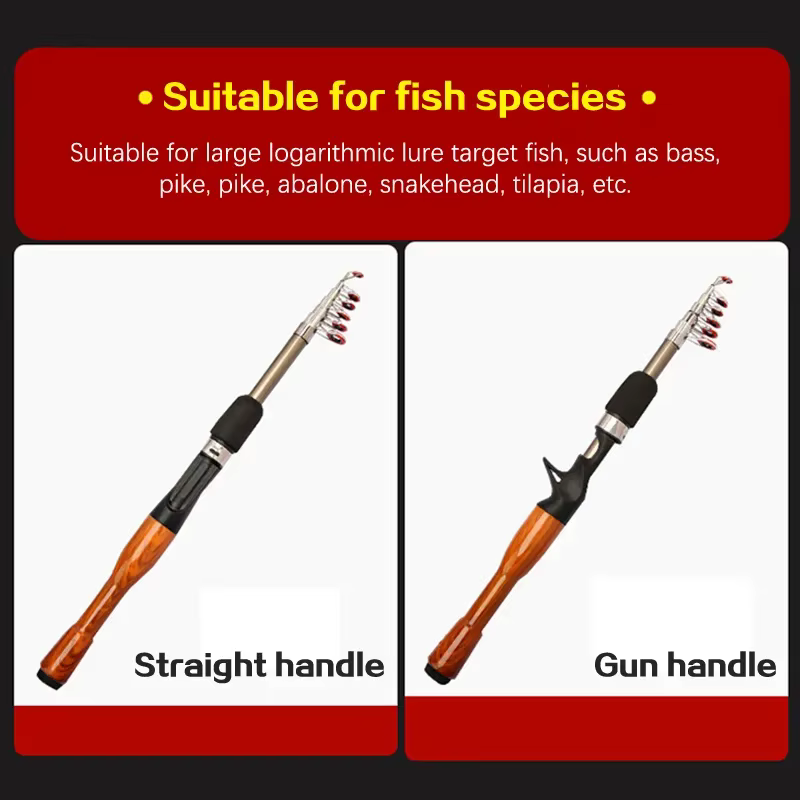 Caña de pesca telescópica de carbono con mango de corcho - imagen 5
