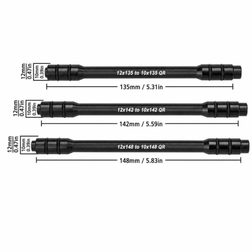 Adaptador negro de eje pasante para buje de bicicleta