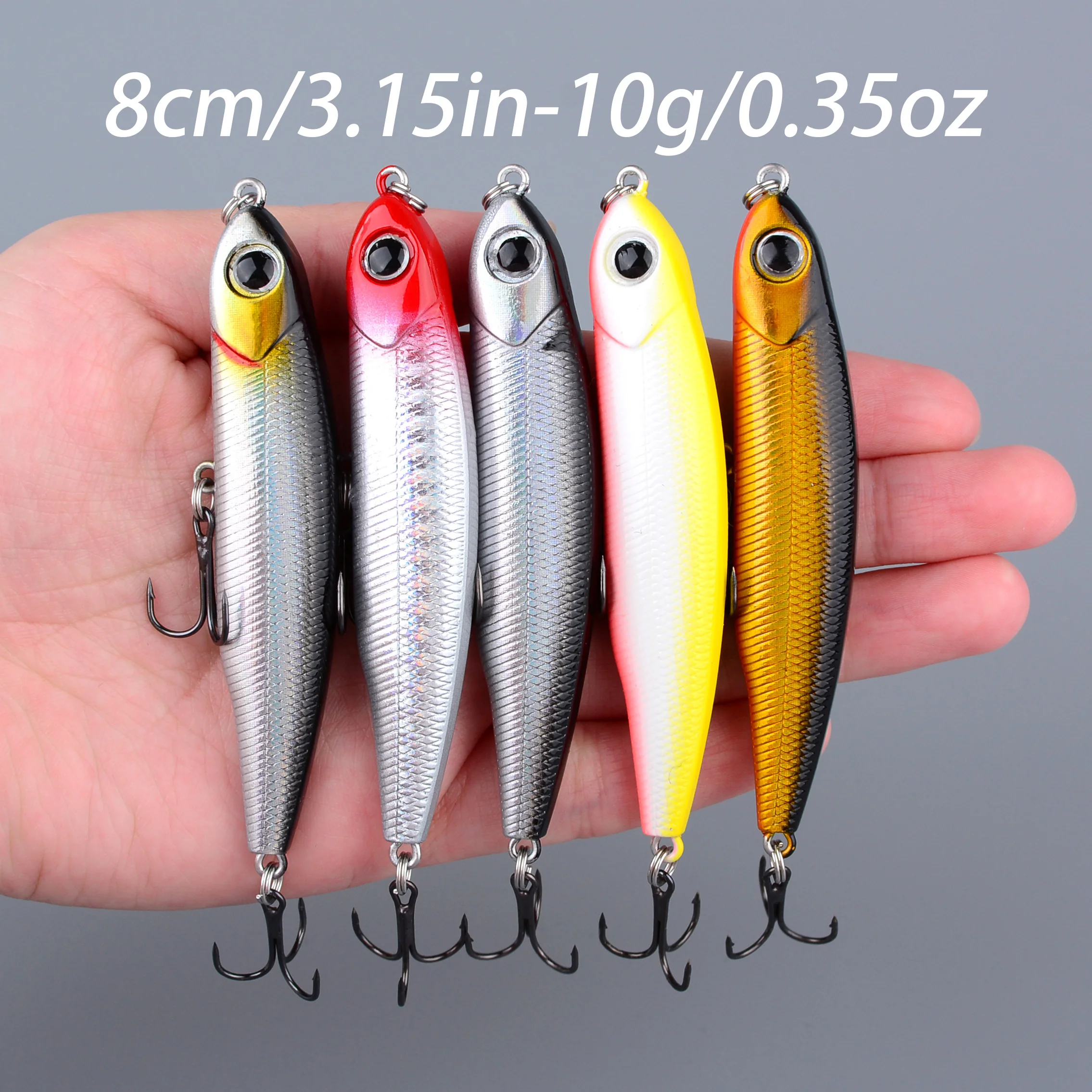 Señuelo minnow hundimiento lento para lucio con anzuelo triple - imagen 5