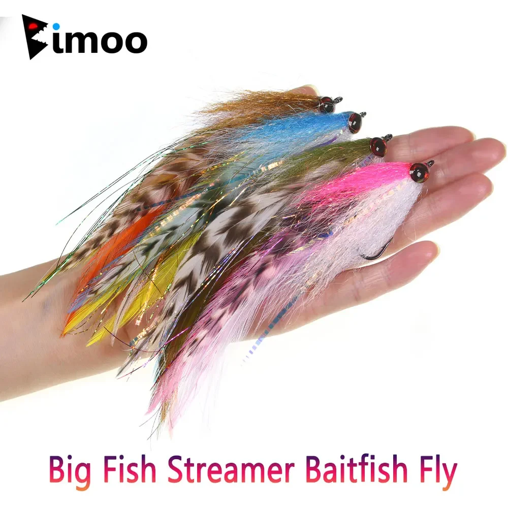 Bimoo Señuelo streamer Destello Baitfish Grizzly – Trucha lucio lubina