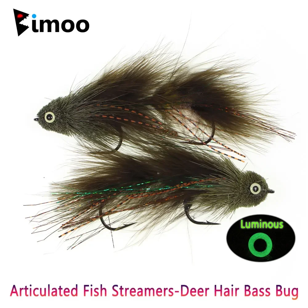 Streamer articulado Bimoo Bass Bug Lumo – Pelo de ciervo con ojos 3D - imagen 3