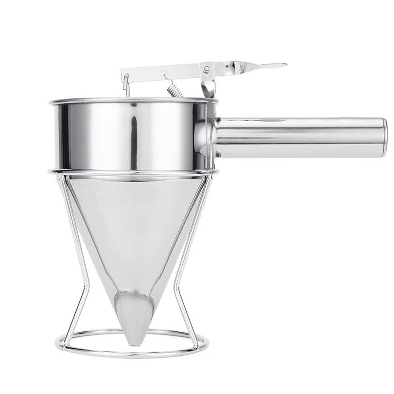 Dispensador de embudo de acero inoxidable con soporte incluido