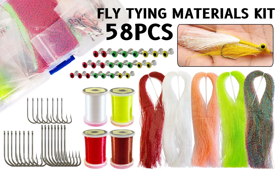 Kit de materiales para atar moscas en caja