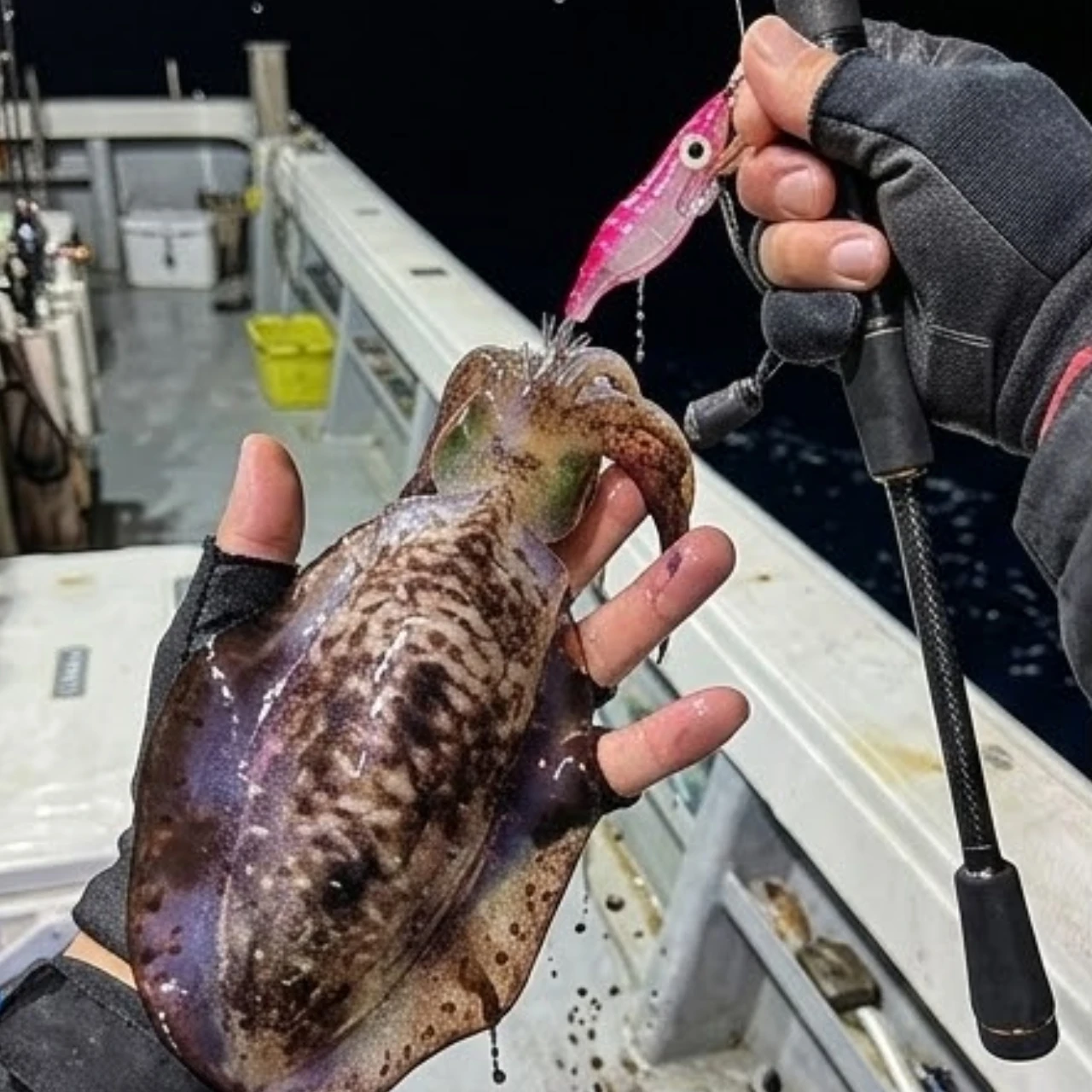 Señuelos Egi luminosos horizontales para calamar y pulpo