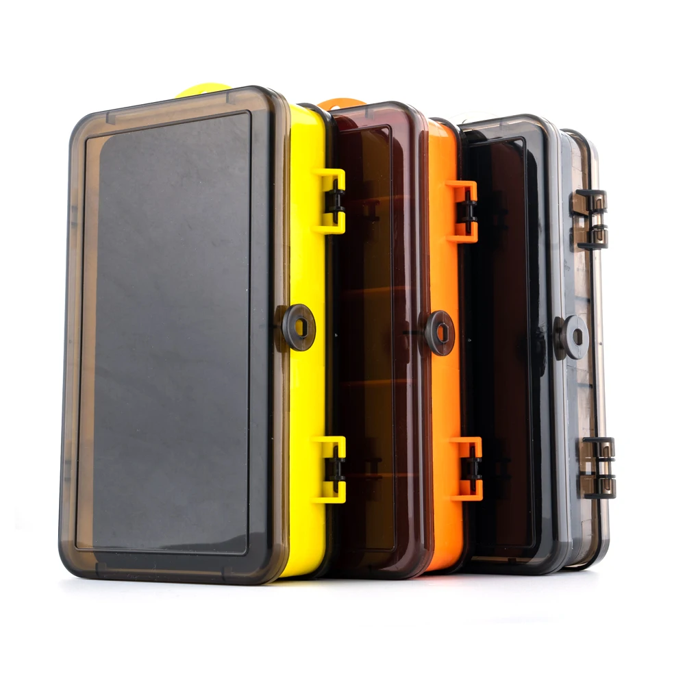 Caja de pesca portátil impermeable doble cara para señuelos y anzuelos