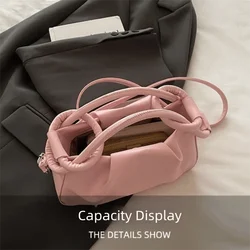 Bolso bandolera pequeño tipo nube plegable de piel PU para mujer