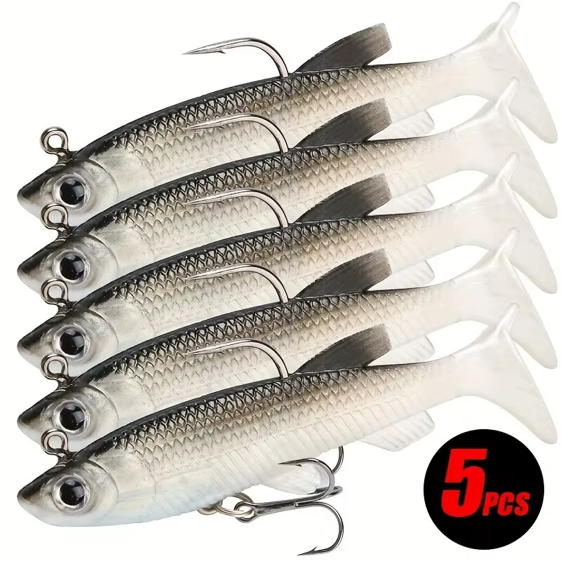 Señuelos Jig Head Paddle Tail Swimbait de vinilo para lubina y trucha - imagen 3