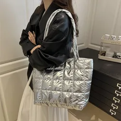 Bolso acolchado de hombro gran capacidad color liso para mujer