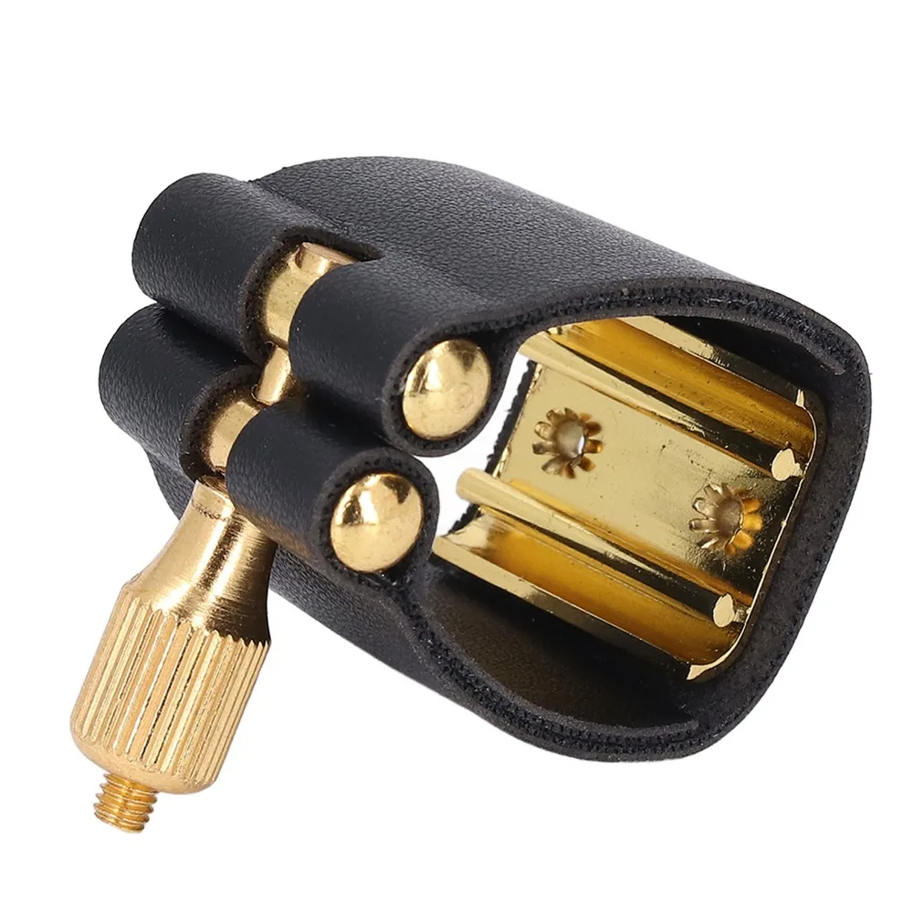 Abrazadera boquilla saxofón alto cuero y metal negra - imagen 5