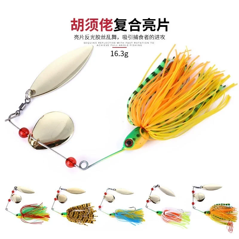 Spinnerbait de metal para lucio con cuchara y doble anzuelo giratorio