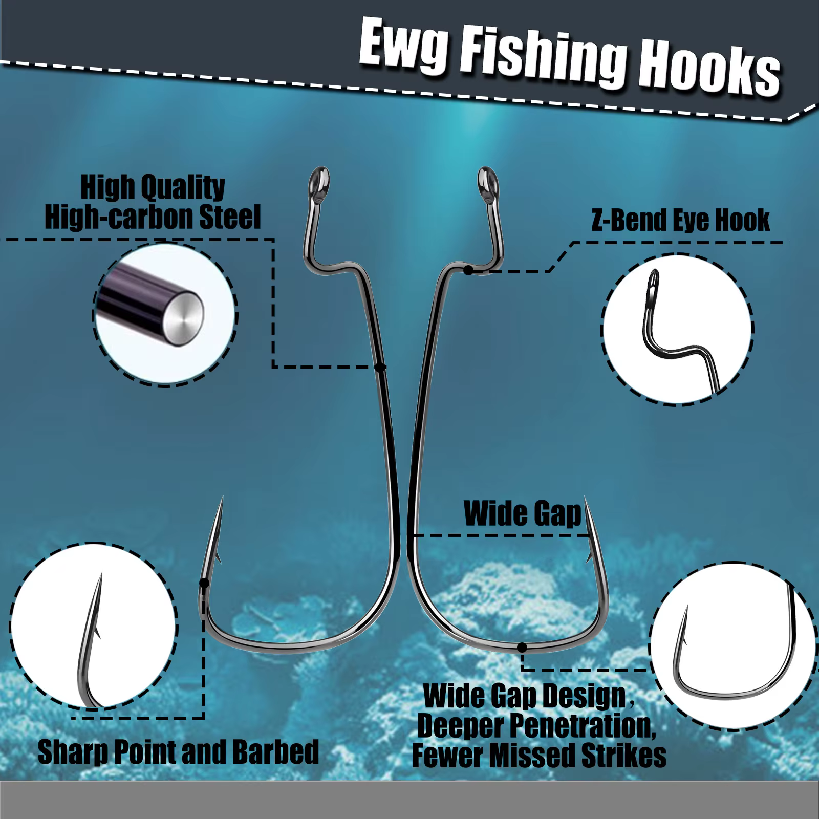 Anzuelos EWG Texas Obsession – Extra Wide Gap para lubina y deslizados - imagen 5
