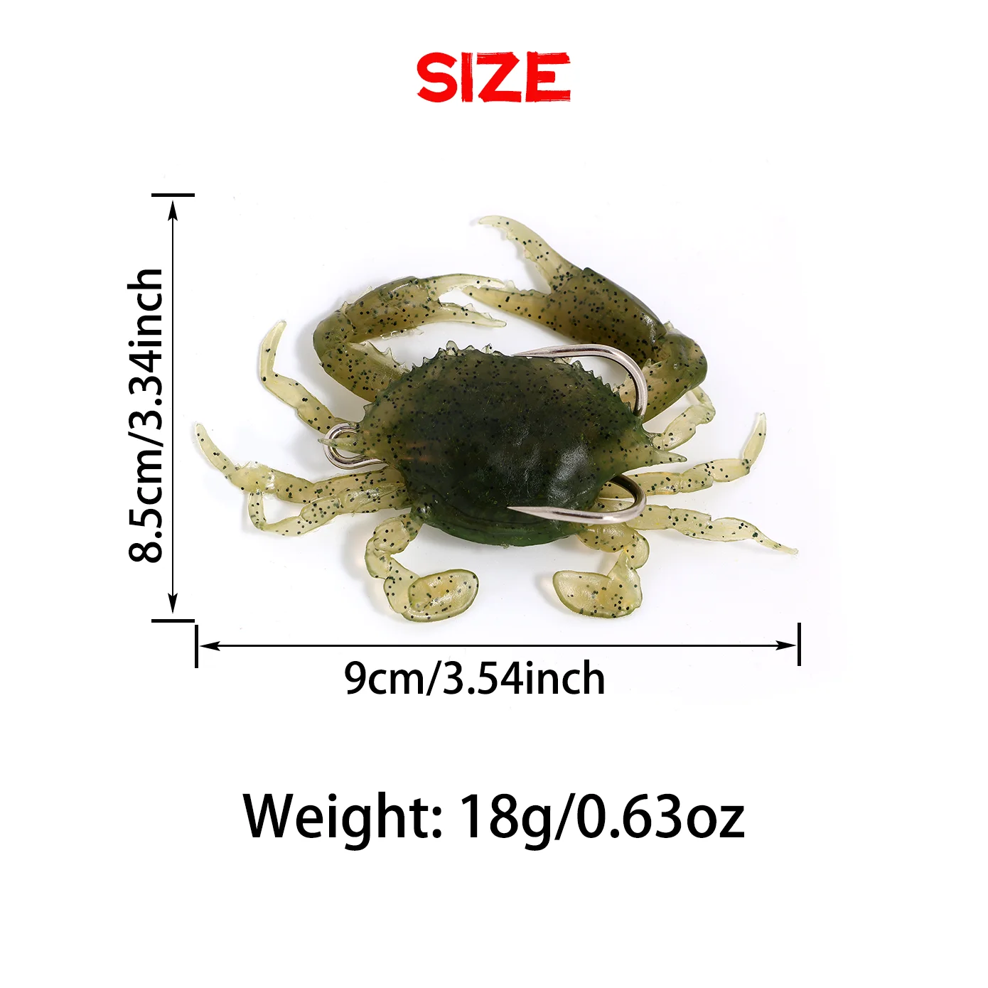 Señuelo blando cangrejo 3D con anzuelo para pargo en agua salada - imagen 5