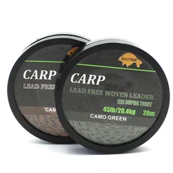 Línea de líder trenzada verde camuflaje 45LB para carpa