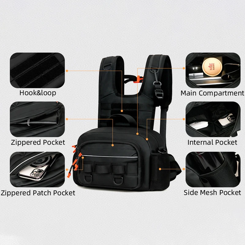 Bolsa aparejos de pesca táctica Molle de pecho deportiva para hombre - imagen 4