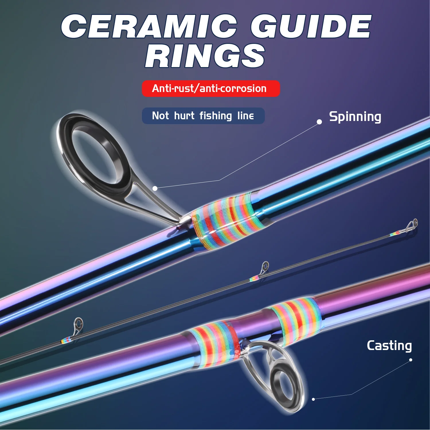 Caña baitcasting Sougayilang fibra de carbono para lubina y trucha - imagen 2