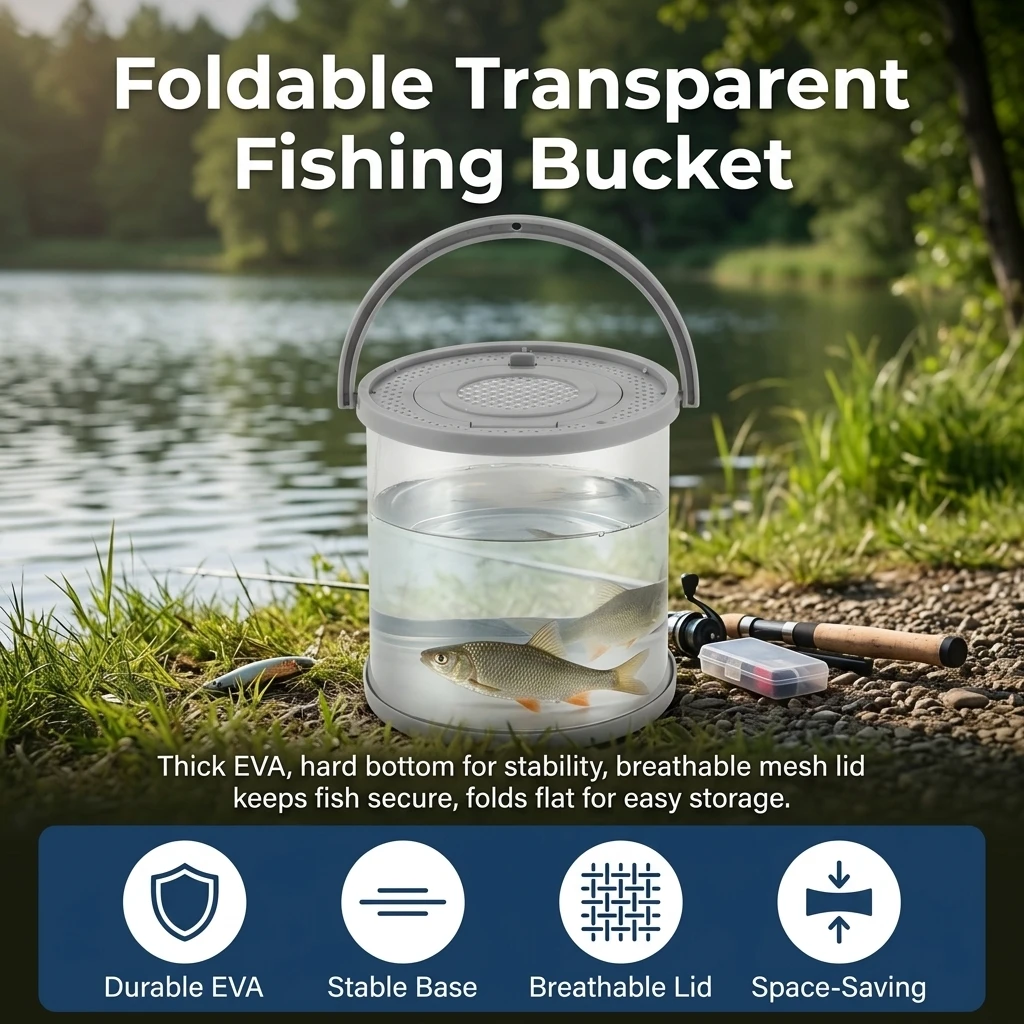 Cubeta Plegable EVA Portapeces Vivos – Accesorio Pesca Agua Dulce y Salada