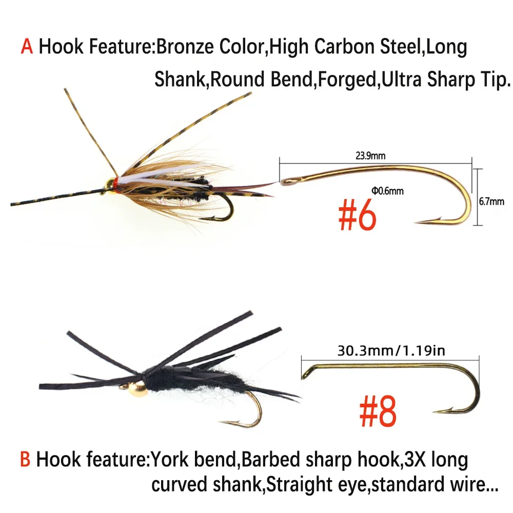 Vtwins Ninfa Stonefly mojada con púas para salmón – mosca atada - imagen 4