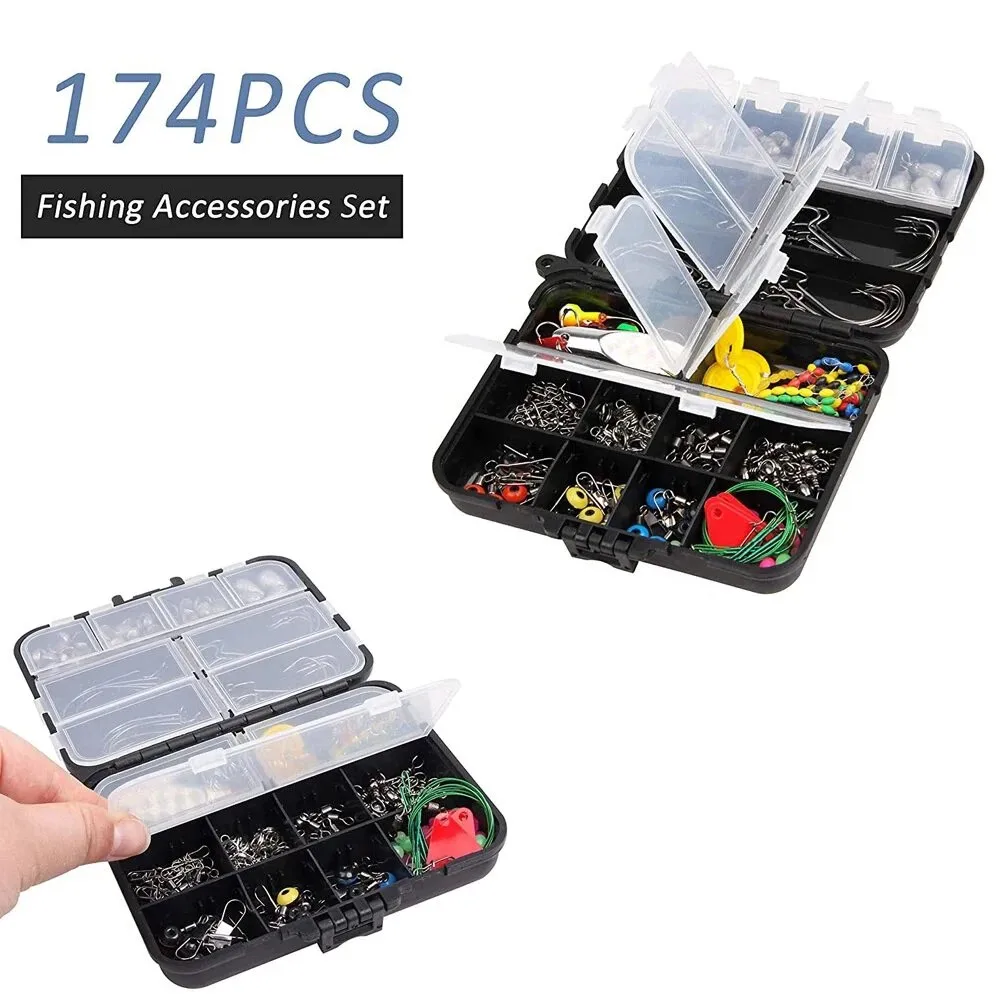 Kit Accesorios Pesca: Anzuelos Jig + Pesas Giratorias + Anillos Divididos - imagen 5