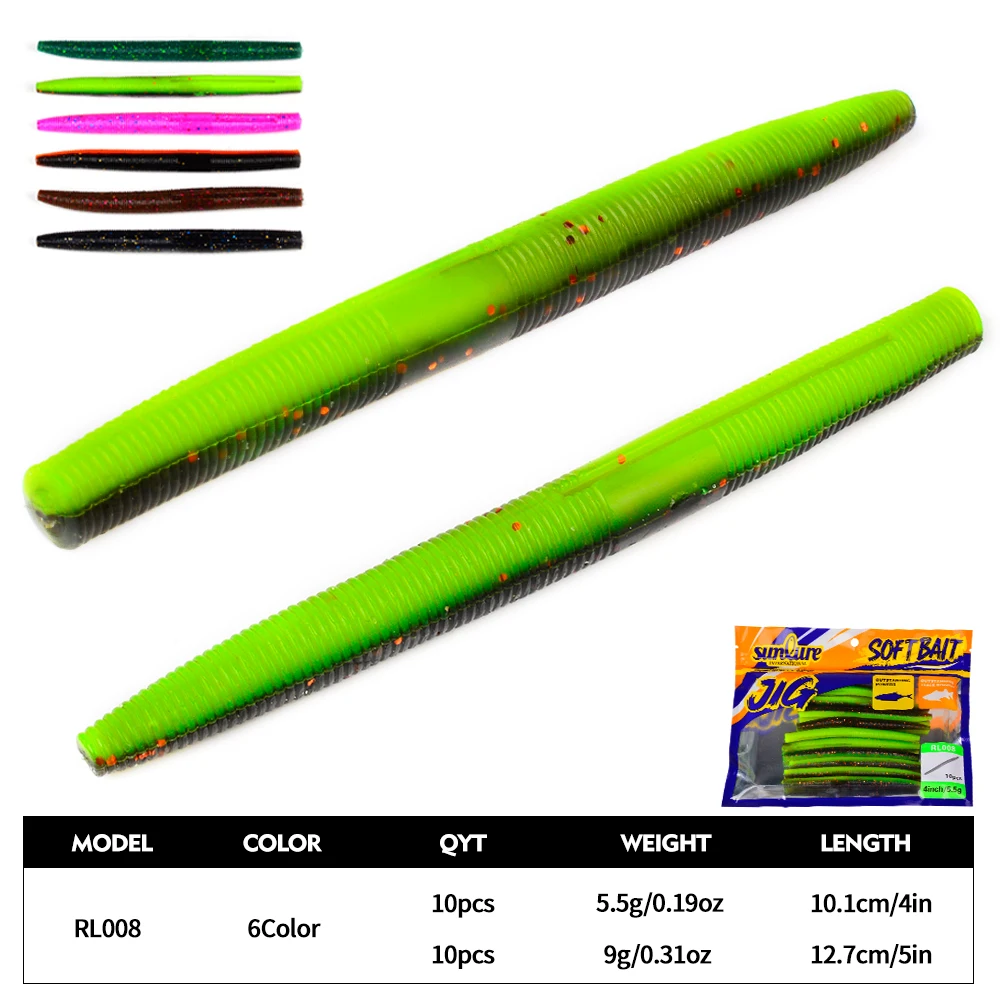 Señuelos blandos Sunlure para lubina: vinilo lombriz multicolor mar - imagen 2