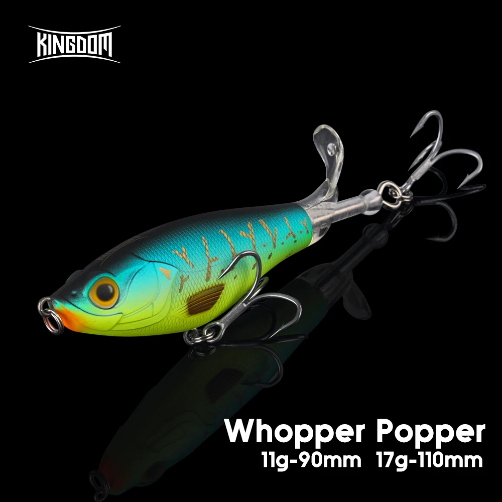 KINGDOM Señuelo Topwater Plopper flotante hélice cola giratoria lubina - imagen 2