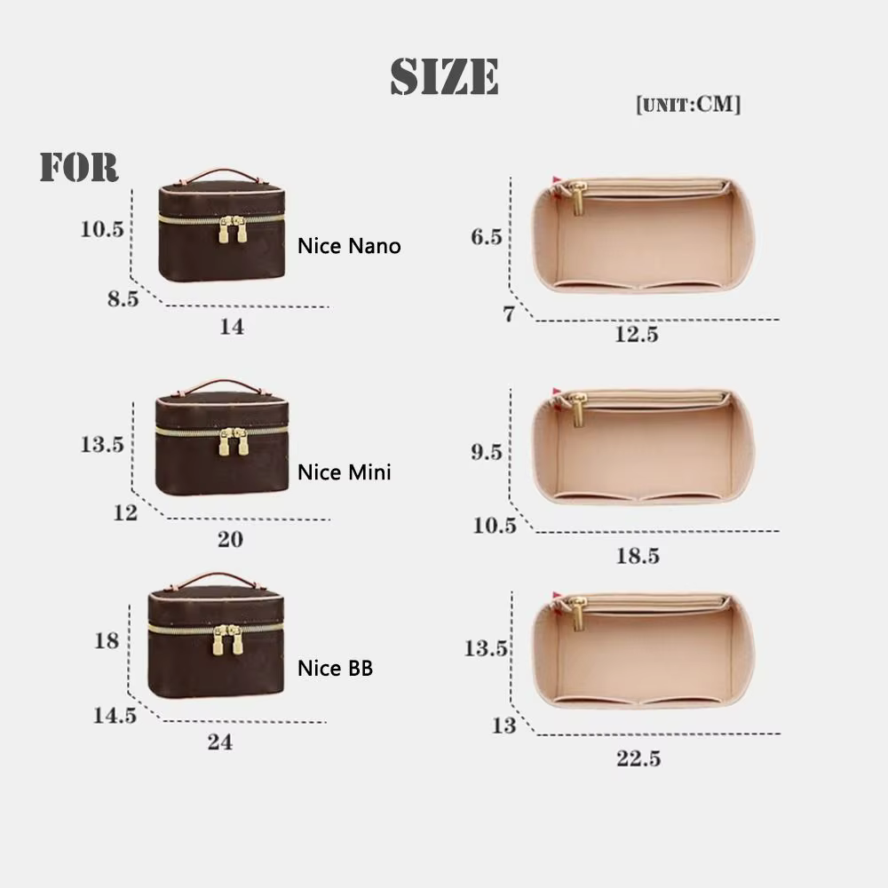 Bolsa organizadora LV Nice con forro de fieltro para Nano Mini BB - imagen 2