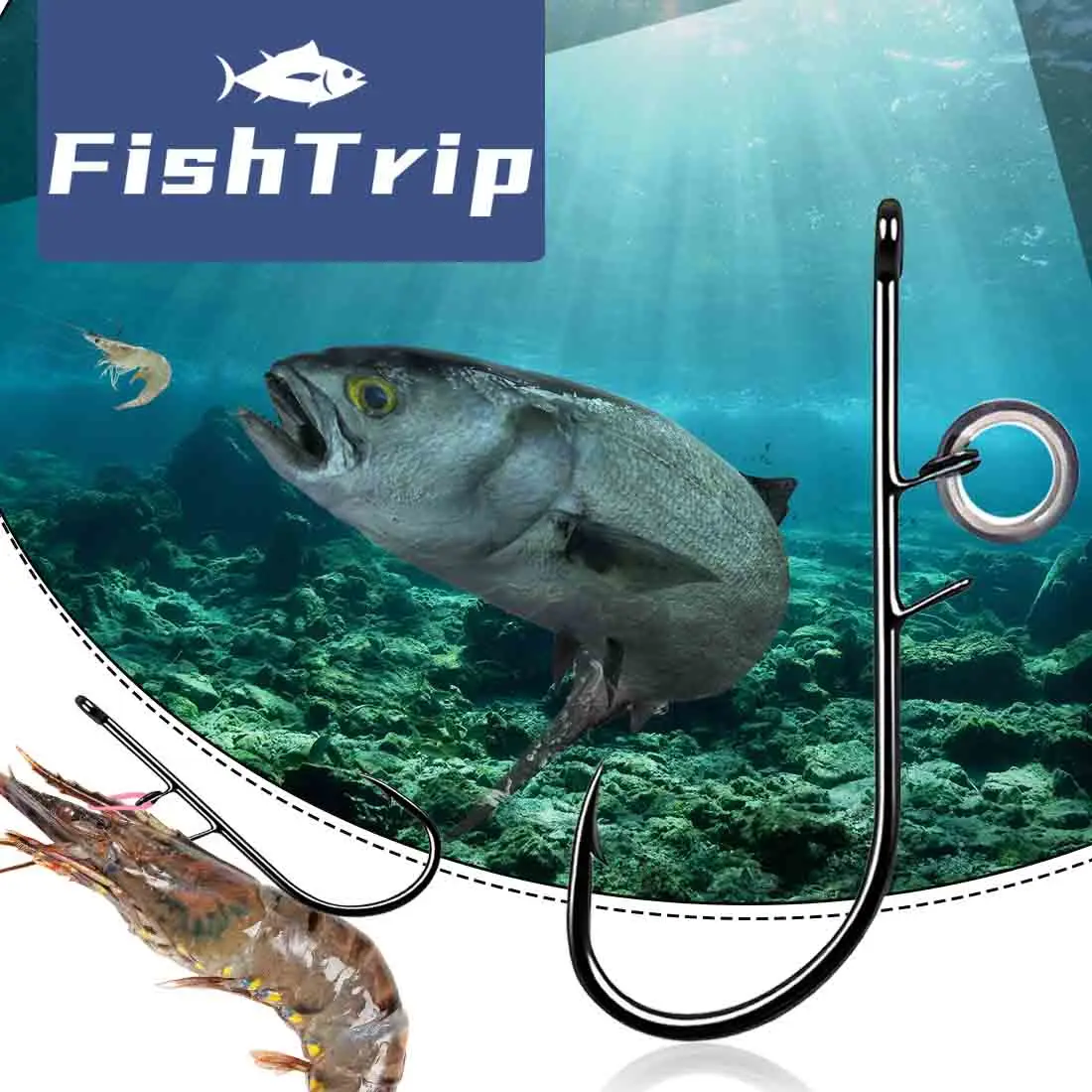 Vista general del pack de anzuelos FishTrip para camarones vivos