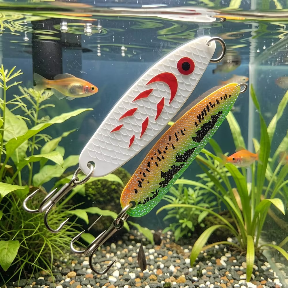 Señuelo cuchara con anzuelo triple afilado para trucha y lucio - imagen 3