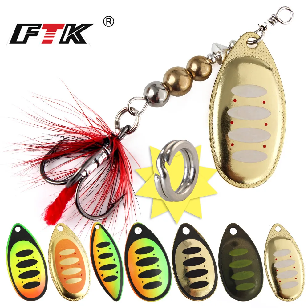 FTK Spinner Bait con anzuelo triple y pluma – cuchara metálica