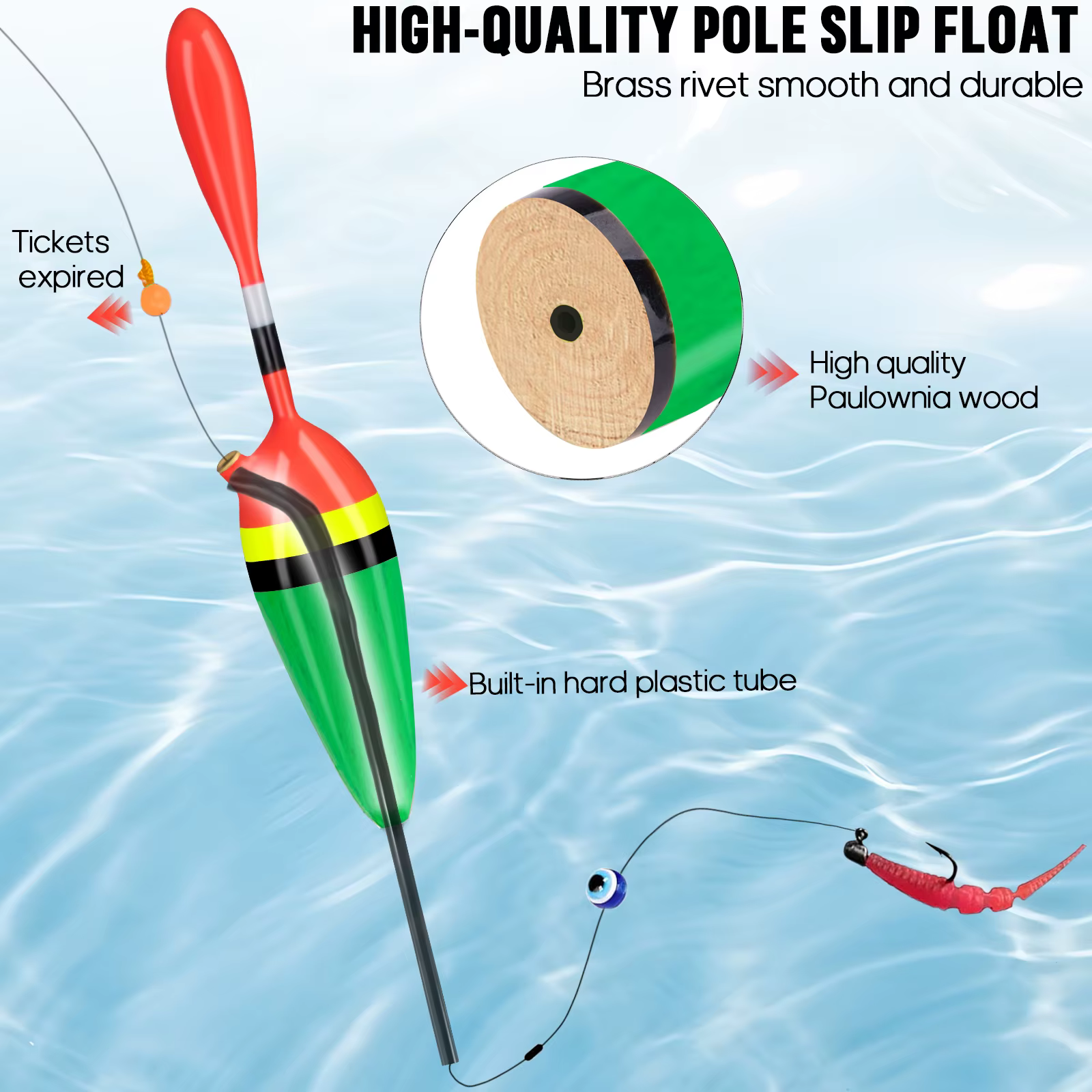 Flotadores Deslizantes de Balsa – 2-3″ para Crappie y Walleye - imagen 4