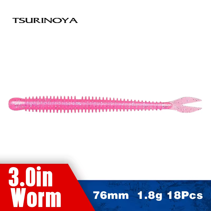TSURINOYA Soft Worm FLAME vinilo X-Tail para wacky rig - imagen 4