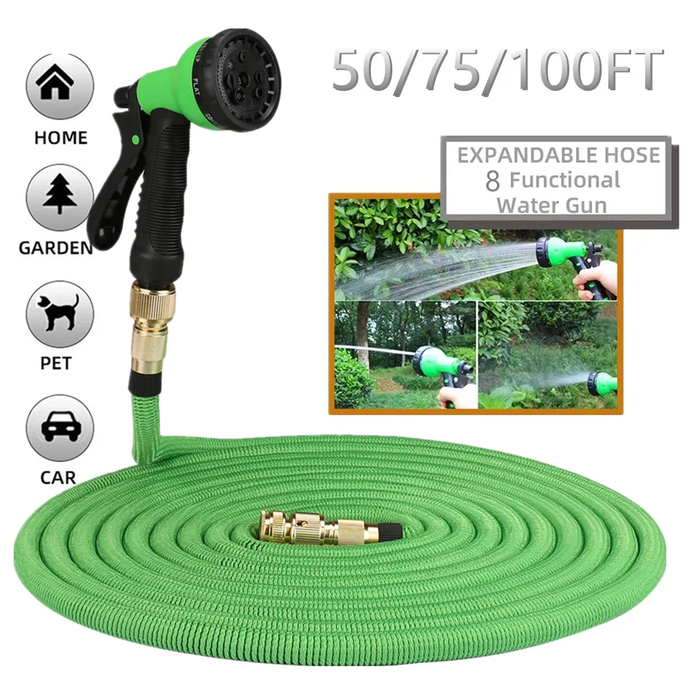 Carrete manguera de jardín expandible metálico doble PVC alta presión - imagen 2