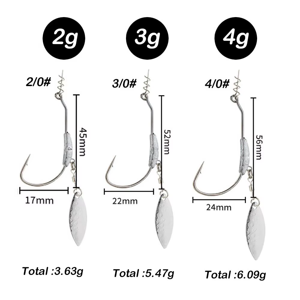 Anzuelo 2G-4G con cabeza y pin giratorio para cebo suave de acero - imagen 2