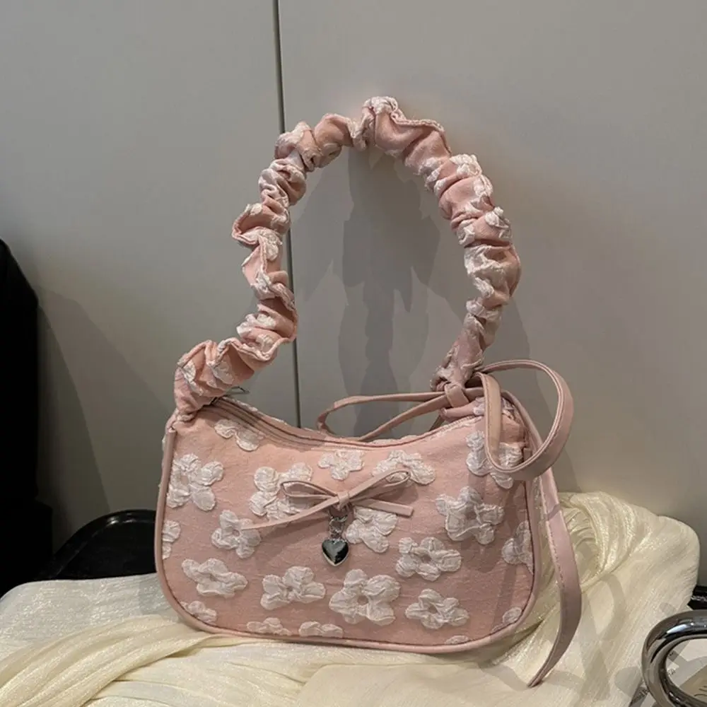 Bolso de hombro multicolor con lazo floral, gran capacidad