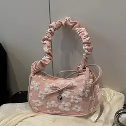 Bolso de hombro multicolor con lazo floral, gran capacidad