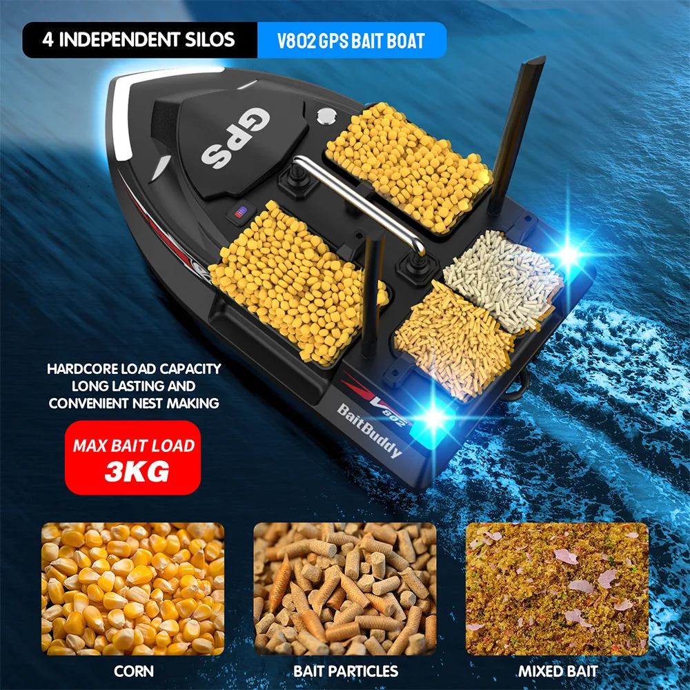 Vista del barco y compartimentos para cebo