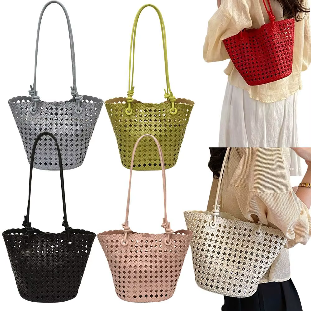 Bolso Tejido Calado tipo Cesta para Playa – Gran Capacidad y Hombro - imagen 5