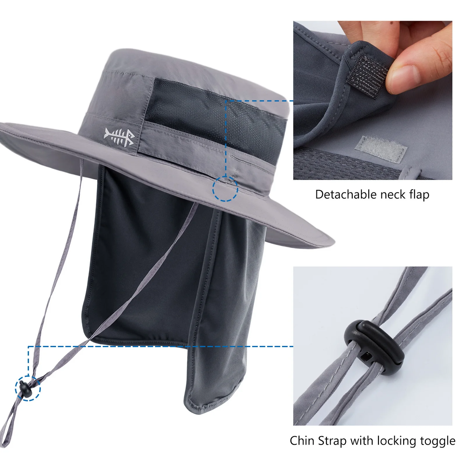 Sombrero de pesca Bassdash UPF 50 impermeable con solapa desmontable - imagen 4