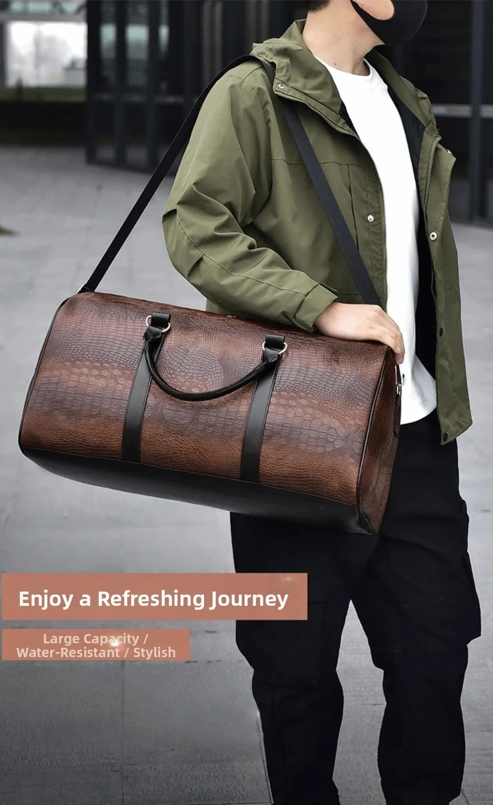 Vista del interior con estilo de bolsa duffel