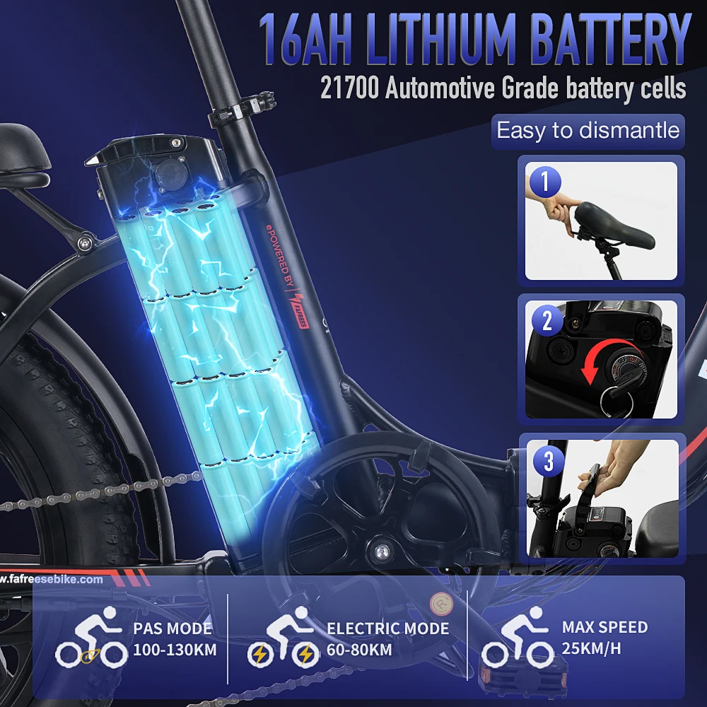 FAFREES F20 Bicicleta Eléctrica Neumático Ancho Frenos de Disco - imagen 2