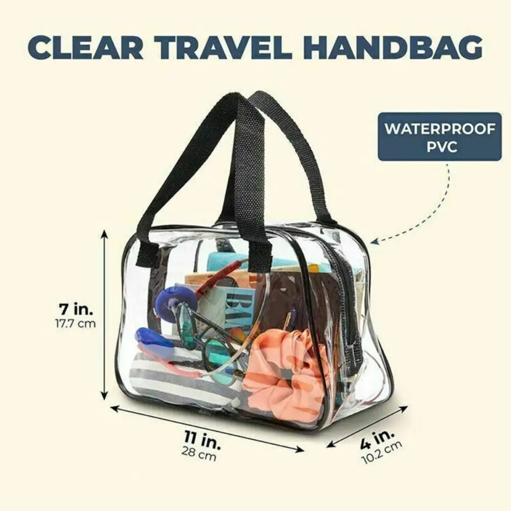 Bolsa transparente negra con cremallera y correas